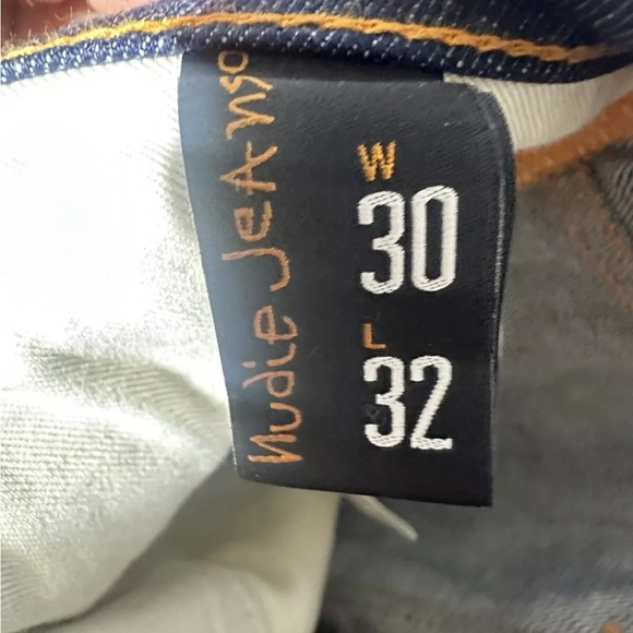 Men’s NUDIE JEANS Lean Dean jeans medium Wash Stretch Denim Size 30x32 like new - Picture 8 of 10